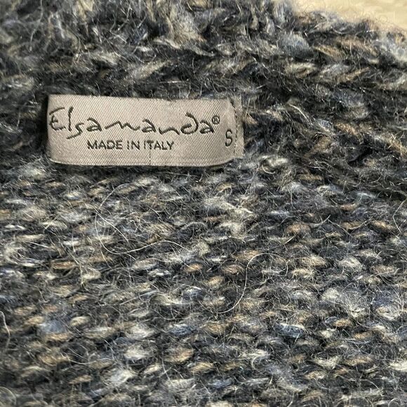Elsamanda Made in Italy Gray Chunky Knit Open Front Cardigan S Wool Alpaca Blend - Picture 7 of 13